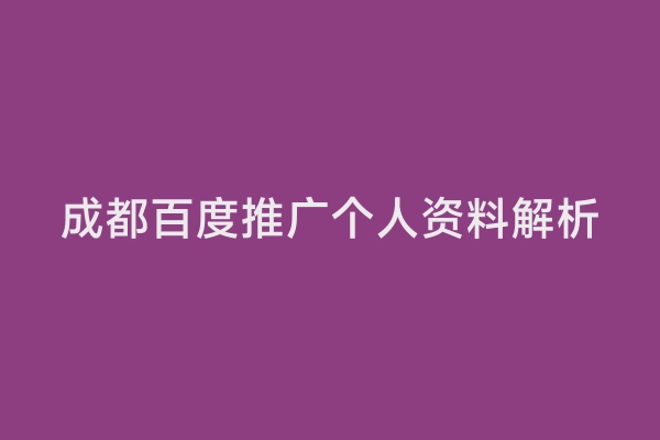成都百度推广个人资料解析