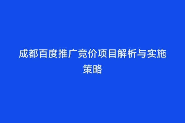 成都百度推广竞价项目解析与实施策略