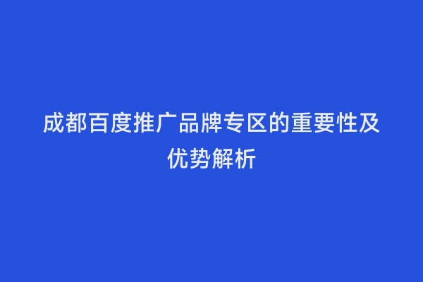成都百度推广品牌专区的重要性及优势解析