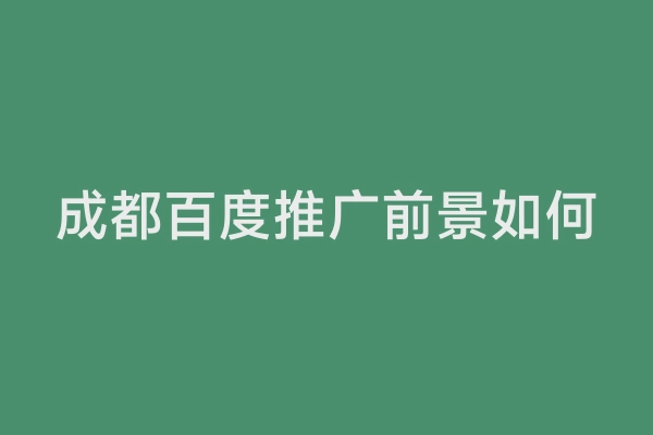 成都百度推广前景如何