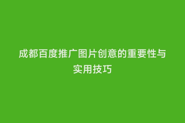 成都百度推广图片创意的重要性与实用技巧