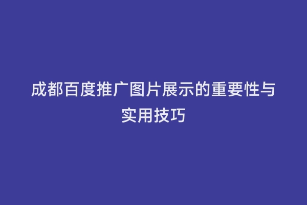 成都百度推广图片展示的重要性与实用技巧