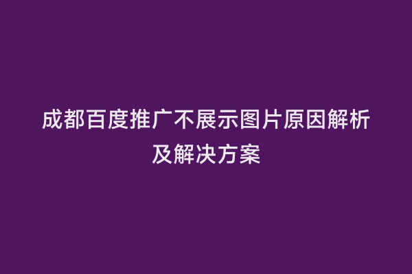 成都百度推广不展示图片原因解析及解决方案